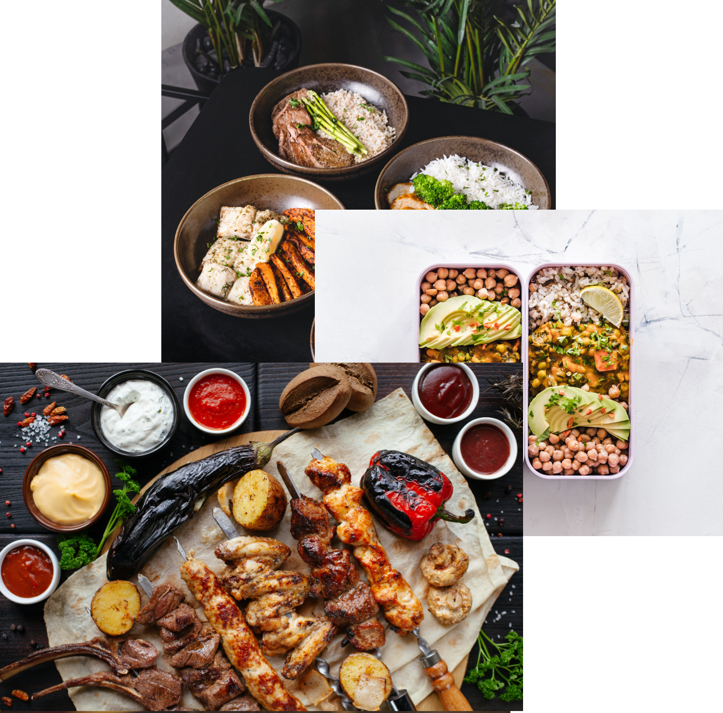 Woman enjoying food , meals in storage container , 
             and food blews on a table